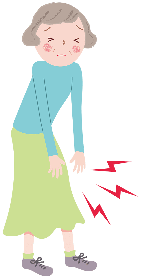 立ち姿でいたみを覚える女性