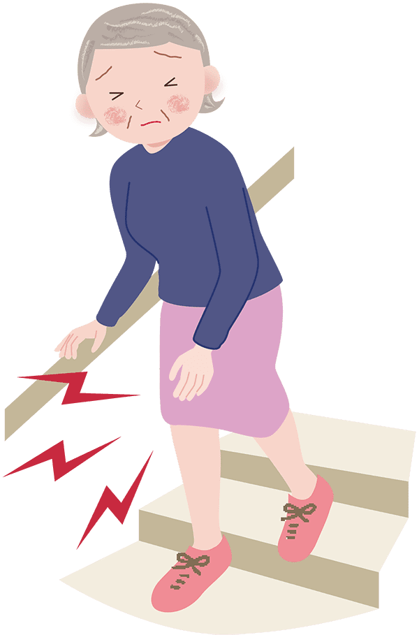 階段を降りる女性