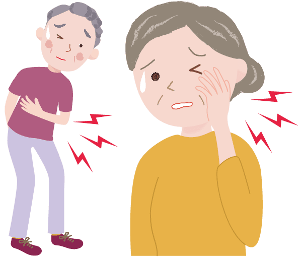 皮疹が治っても脇腹や顔が痛んでいる様子