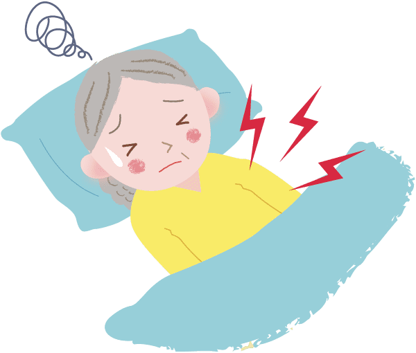 いたみで睡眠が妨げられている様子